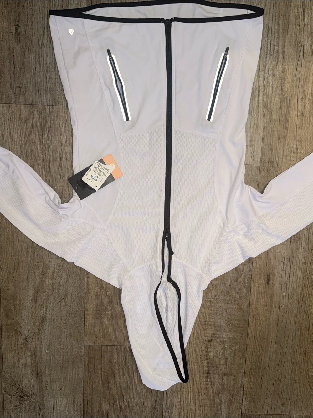 Women's White Hooded One-Piece Sun Shirt with Front Zipper